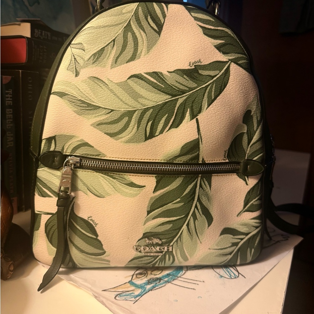 Coach Green Leaf Print Women's Backpack